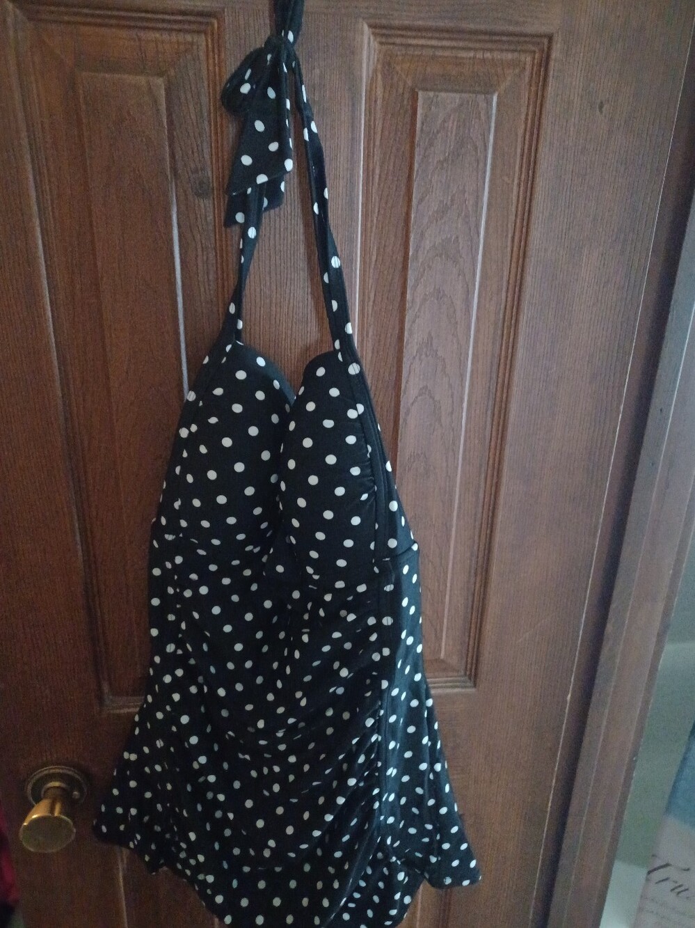 Black Polka Dot Halter Swimdress
